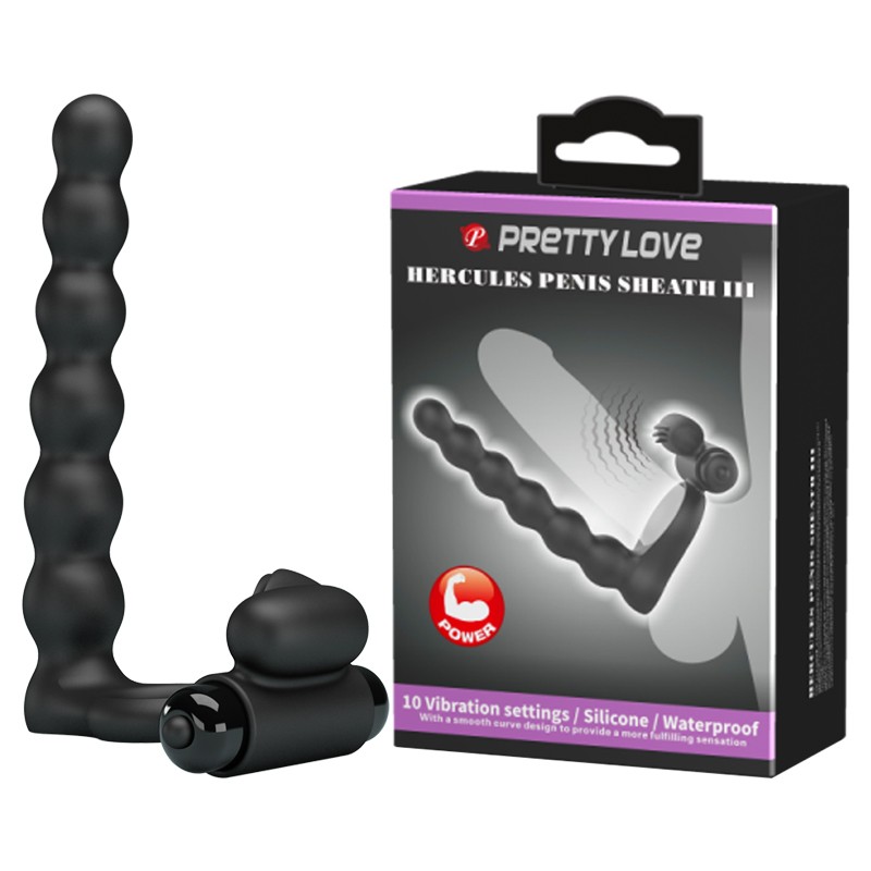 Кільце-насадка для подвійного проникнення - Pretty Love Hercules Penis Sheath III Black - зображення 1