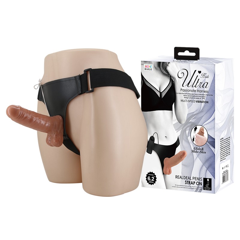 Страпон - Ultra Vibrating Realdeal Penis Strap On 6.2" - зображення 1