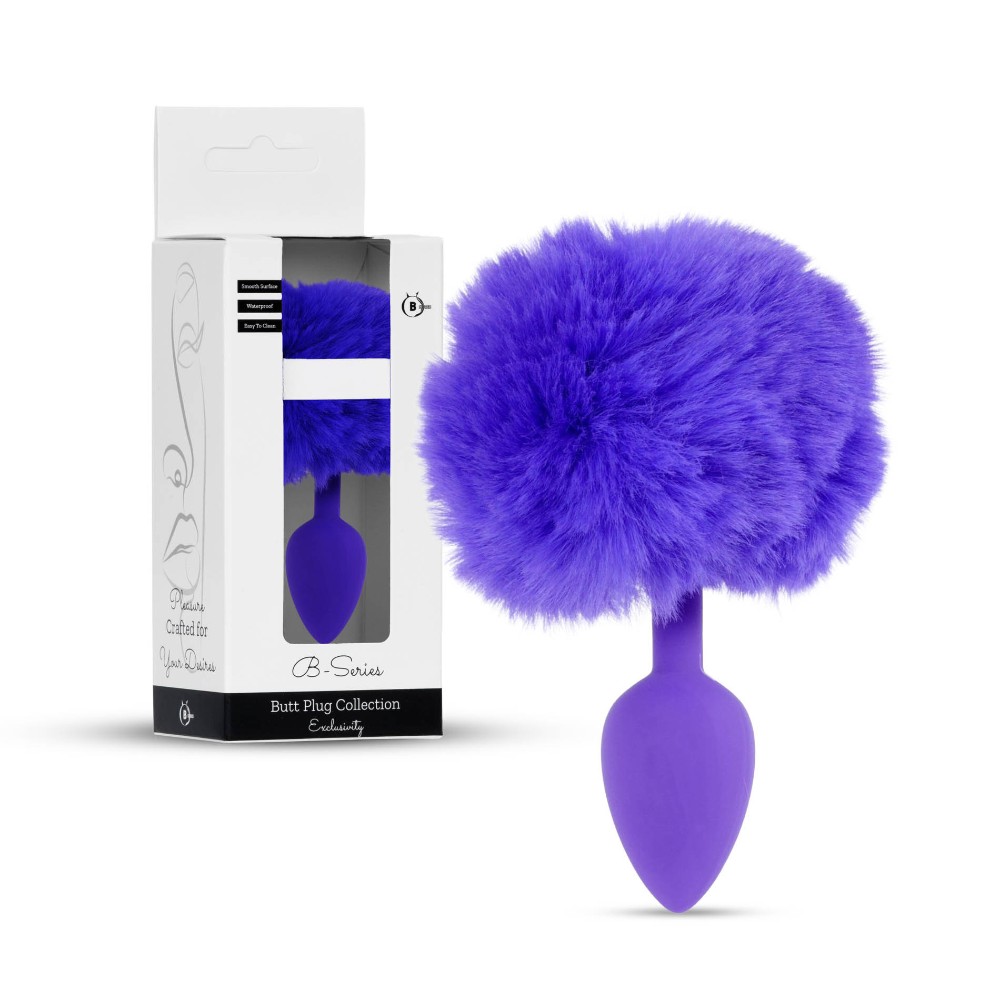 Анальна пробка - Bunny Tail Silicone Purple Plug Purple - зображення 1