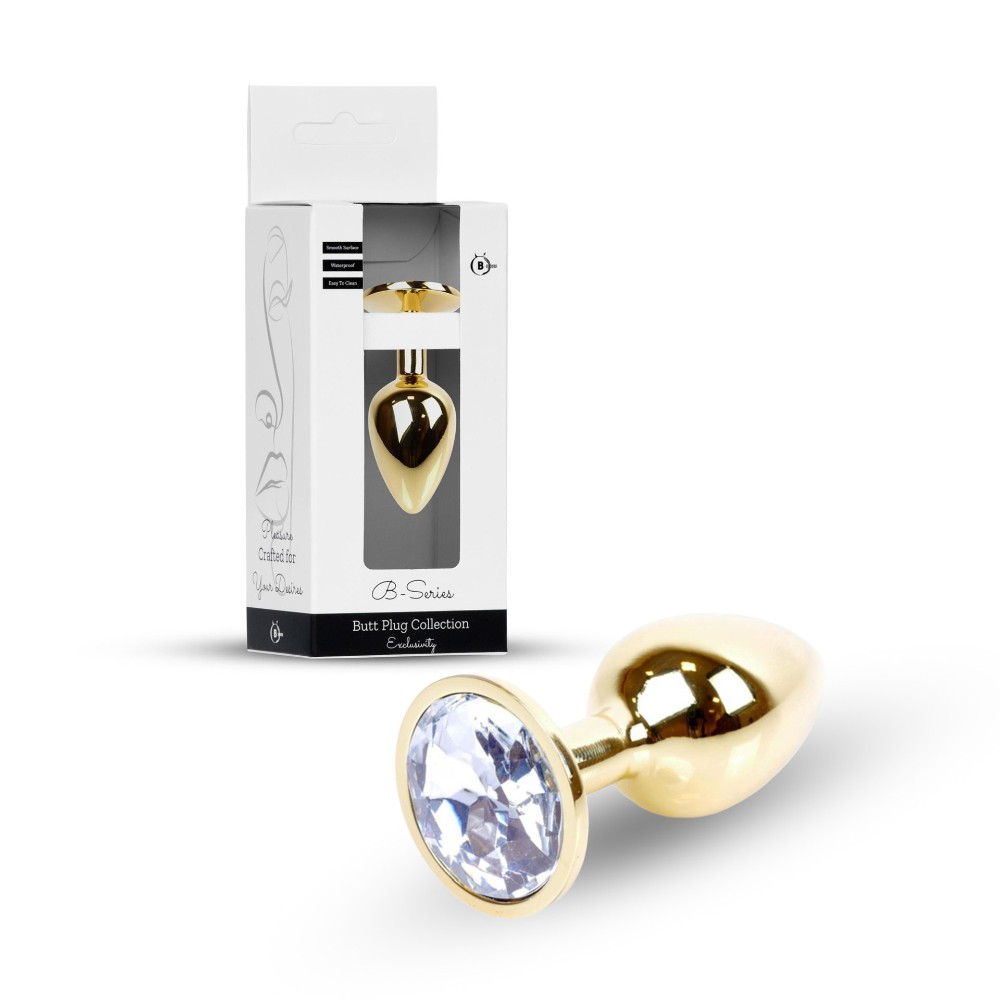 Анальна пробка - Jewellery Gold Plug Clear - зображення 1