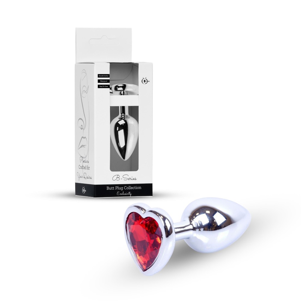 Анальна пробка - Jewellery Silver Heart Plug Red - зображення 1