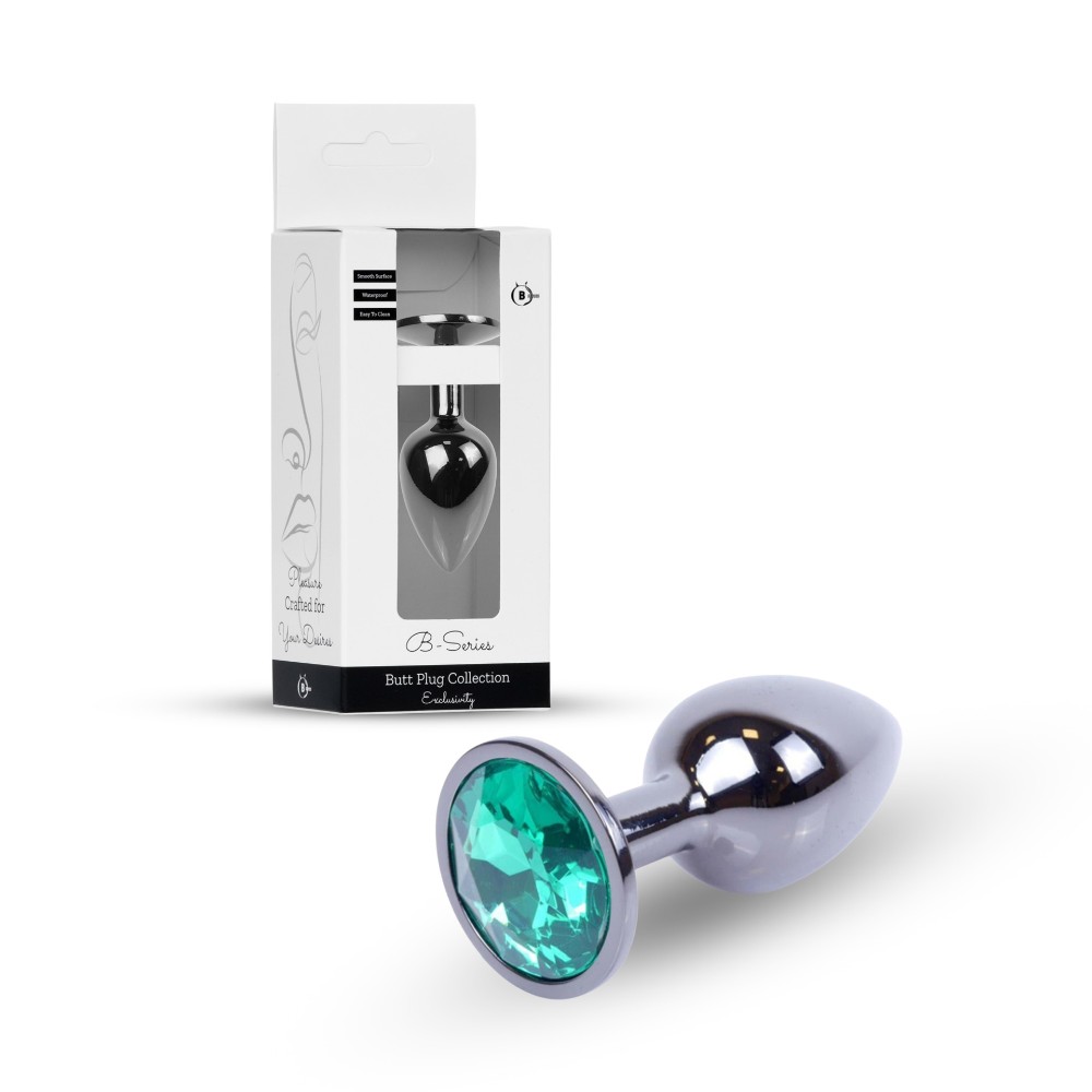 Анальна пробка - Jewellery Dark Silver Plug Green - зображення 1
