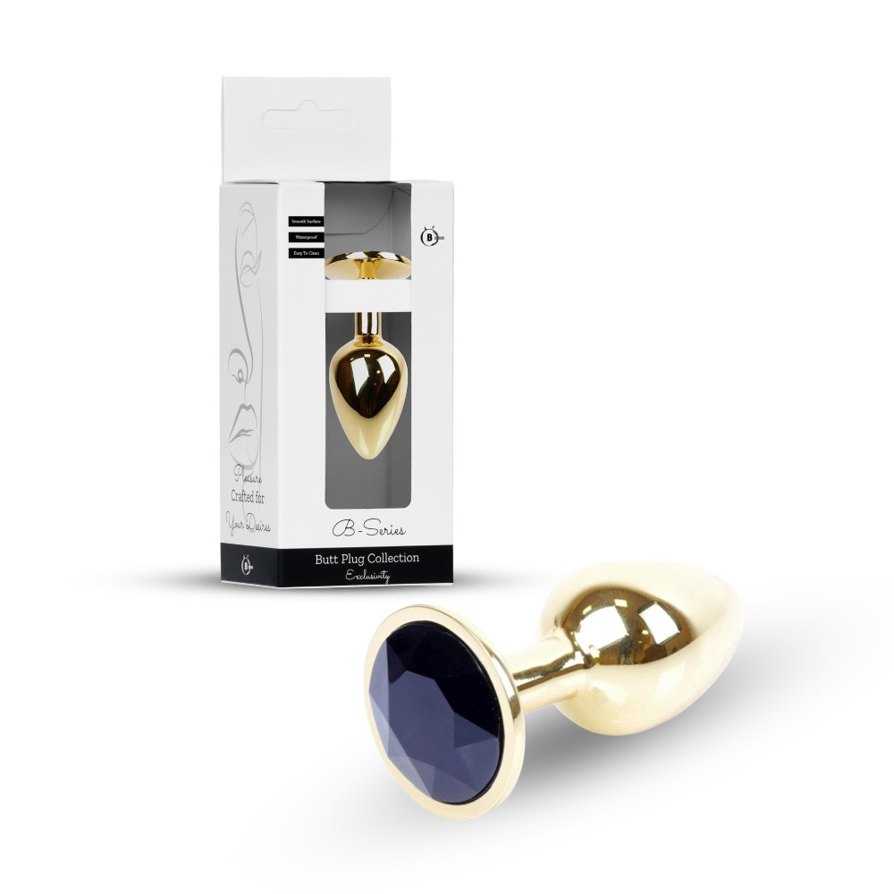 Анальна пробка - Jewellery Gold Plug Black - зображення 1