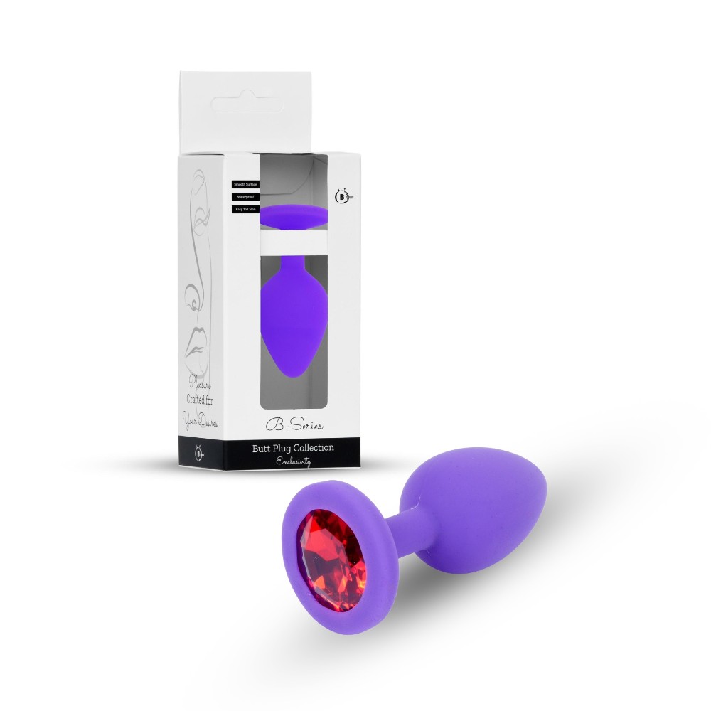 Анальна пробка - Jewellery Silicone Purple Plug M Red - зображення 1