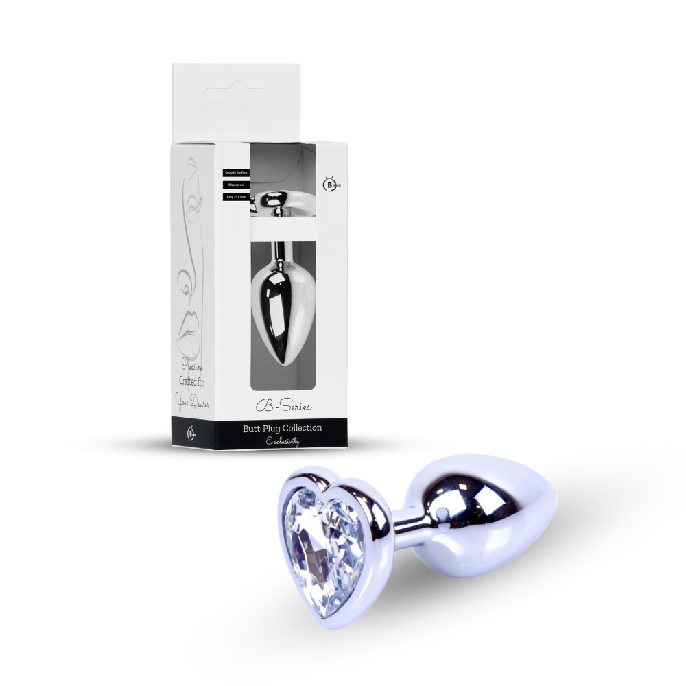 Анальна пробка - Jewellery Silver Heart Plug Clear - зображення 1
