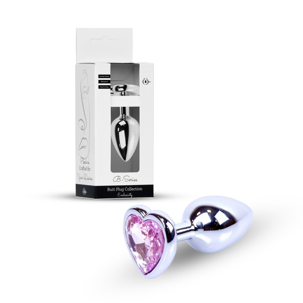 Анальна пробка - Jewellery Silver Heart Plug Light Pink - зображення 1