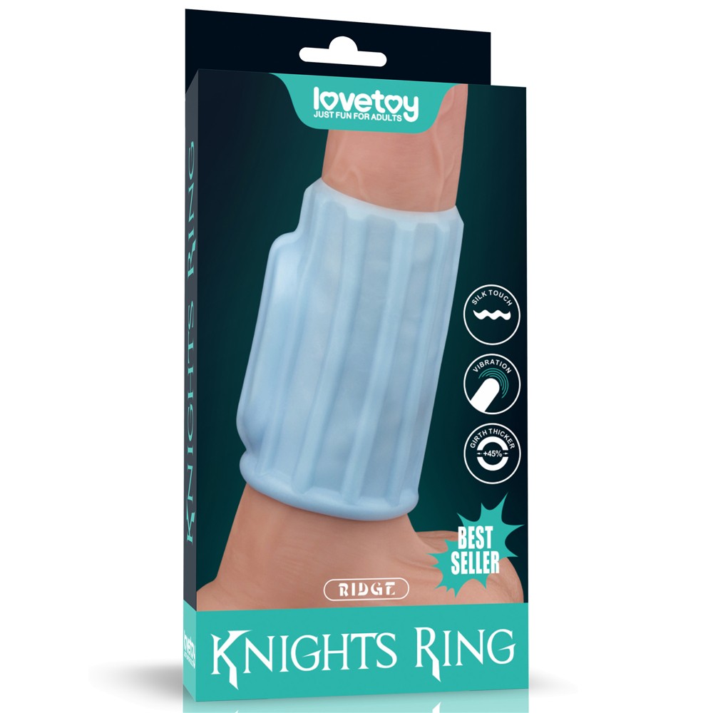 Насадка на член - Vibrating Ridge Knights Ring Blue - зображення 1