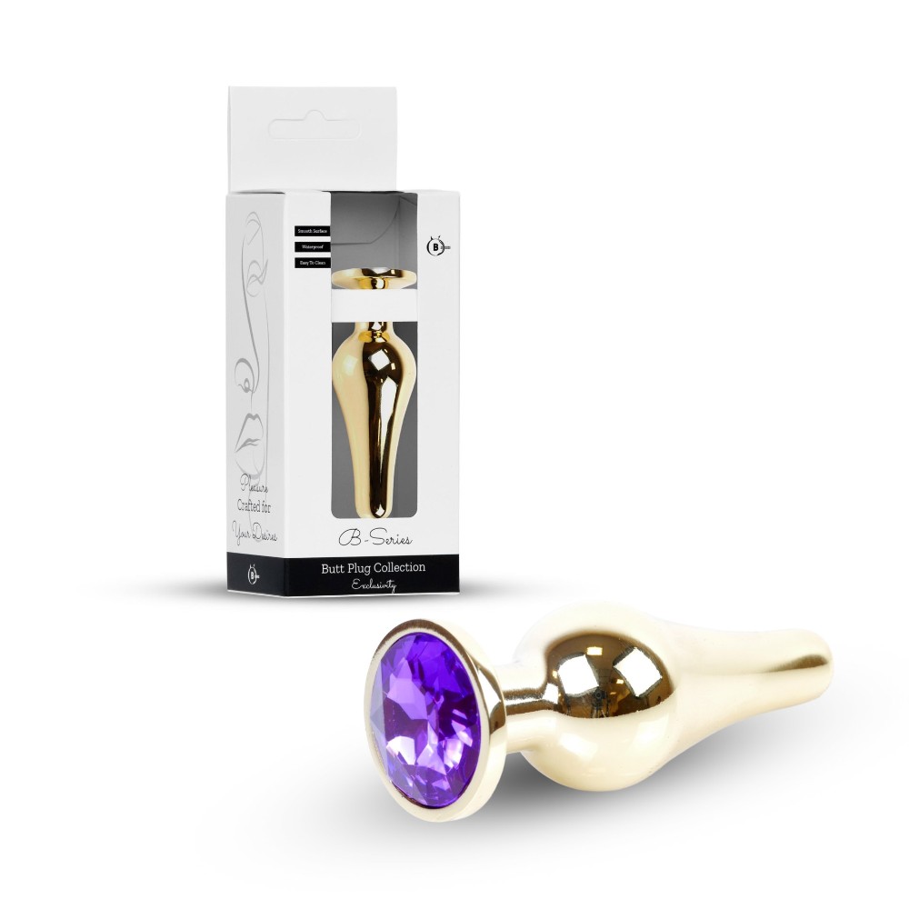 Анальна пробка - Jewellery Gold Long Plug Purple - зображення 1