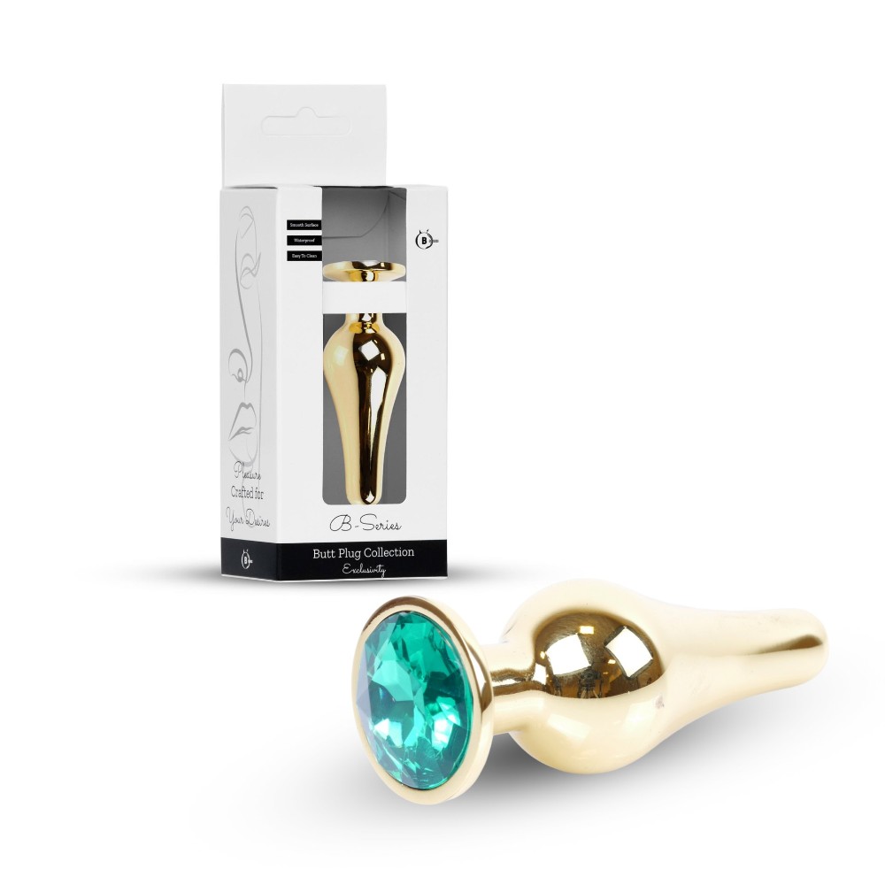 Анальна пробка - Jewellery Gold Long Plug Green - зображення 1