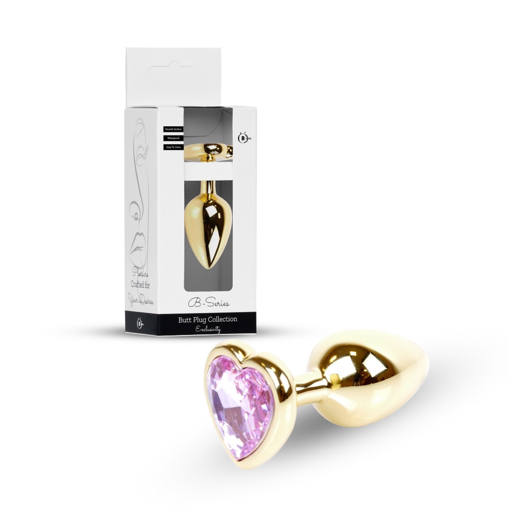 Анальна пробка - Jewellery Gold Heart Plug Light Pink - зображення 1