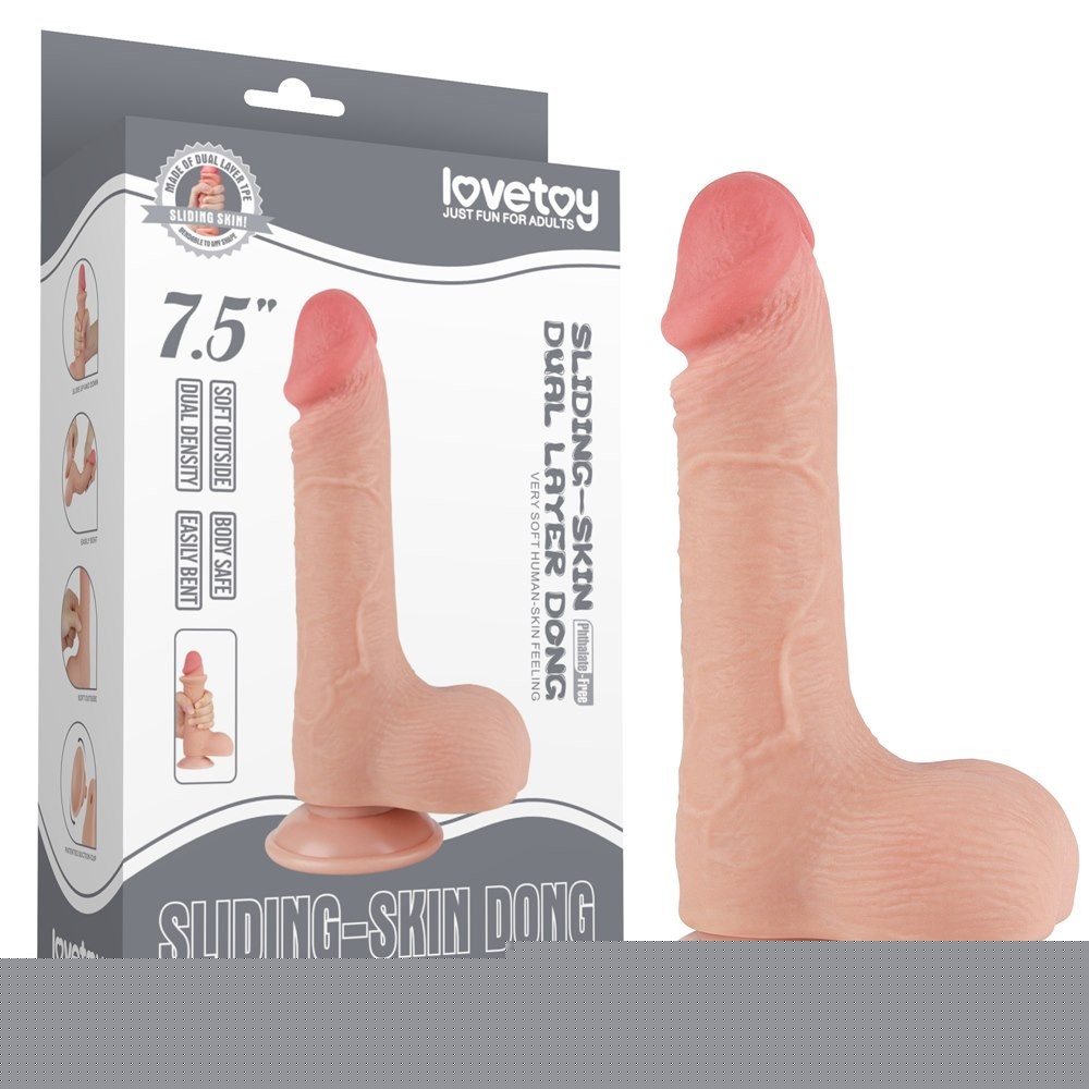 Фалоімітатор - Sliding-Skin Dual Layer Dong 7.5" Flesh #3 - зображення 1