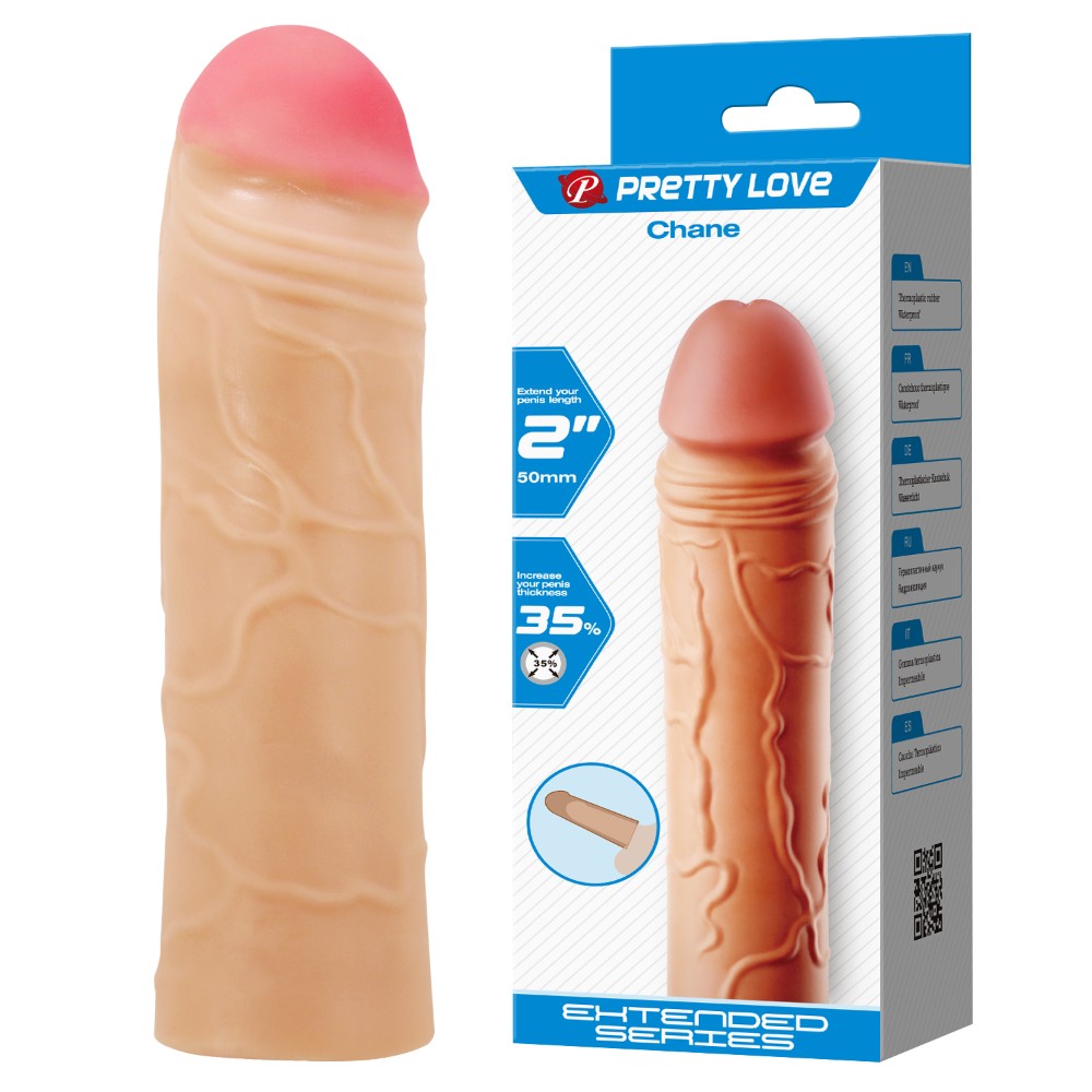 Насадка на член - Pretty Love Chane Penis Extender +2" Flesh - зображення 1