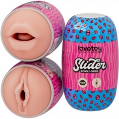 Мастурбатор - Slider Double-Ended Masturbator Mouth and Vagina Flesh - зображення 1