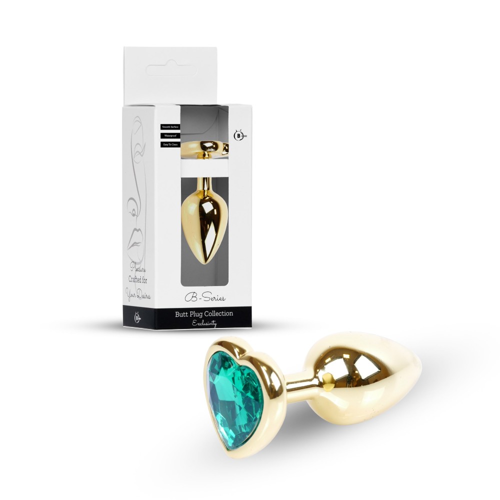 Анальна пробка - Jewellery Gold  Heart PLUG- Green - зображення 1