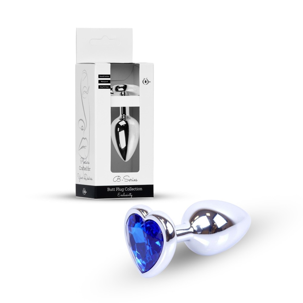 Анальна пробка - Jewellery Silver  Heart PLUG- Dark Blue - зображення 1
