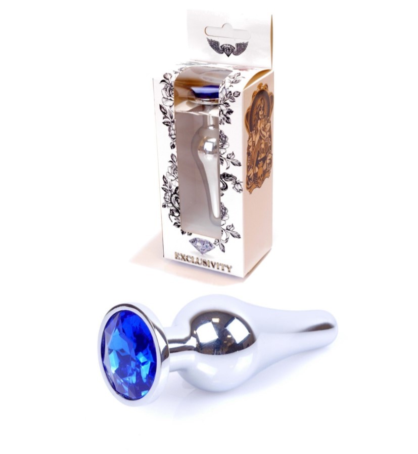 Анальна пробка - Jewellery Silver BUTT PLUG- Dark Blue - зображення 1