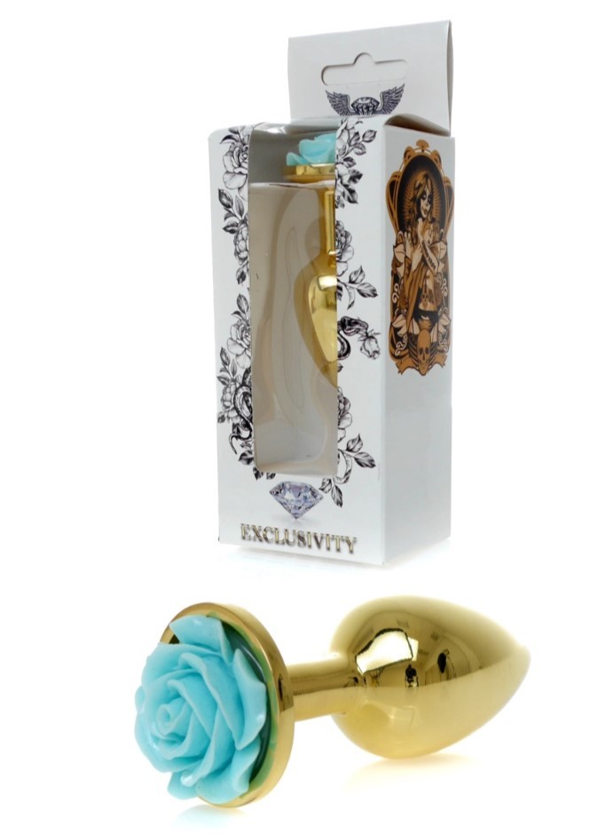 Анальна пробка - Jewellery Gold PLUG ROSE- Light Blue - зображення 1