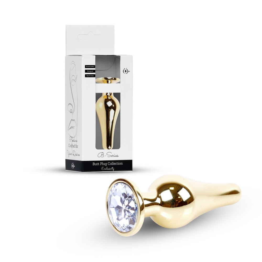 Анальна пробка - Jewellery Gold BUTT PLUG- Clear - зображення 1
