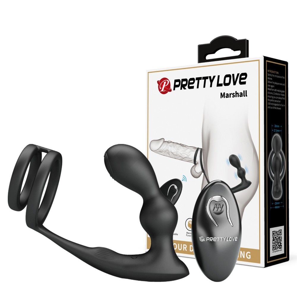 Ерекційне кільце з анальною пробкою - Pretty Love Marshal Penis Sleeve - зображення 1