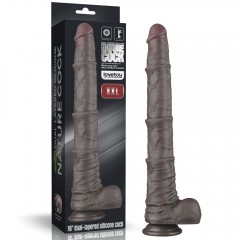 Фалоімітатор - Dual Layered Bendable Silicone Cock XXL 16'' Black - зображення 1