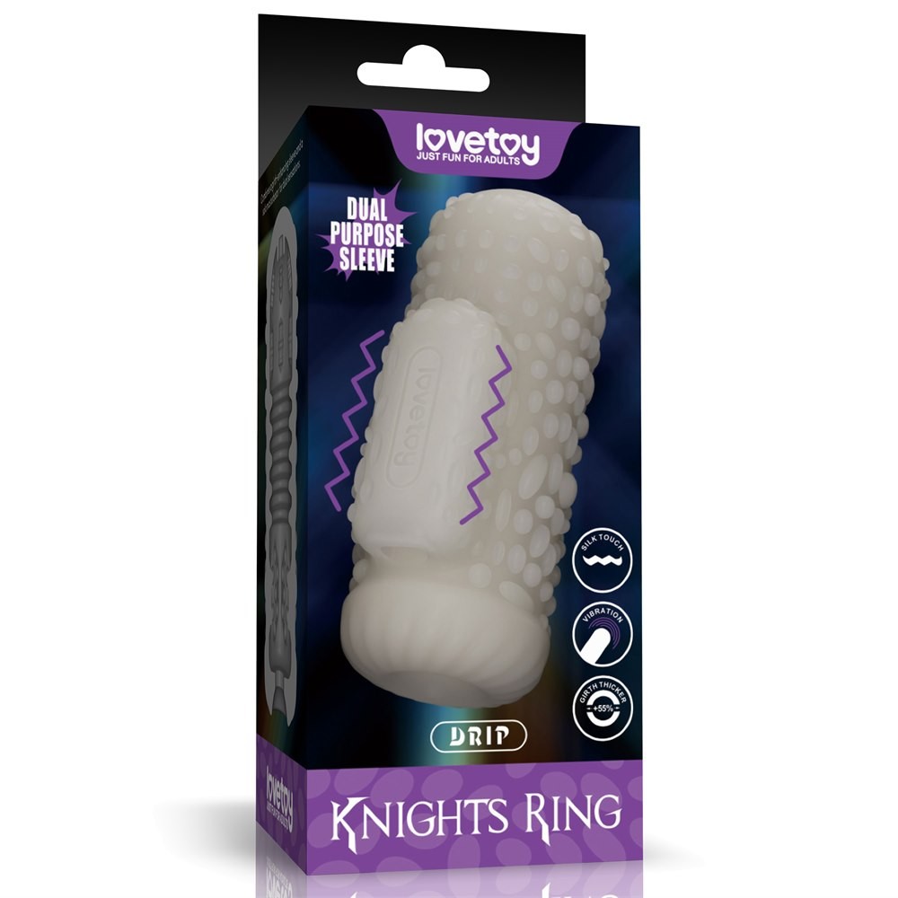 Насадка на член/мастурбатор - Knights Ring Vibrating Dual Purpose Sleeve-Drip - зображення 1