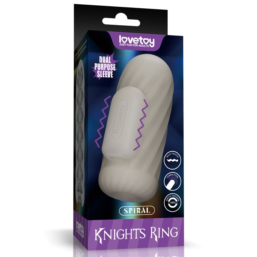 Насадка на член/мастурбатор - Knights Ring Vibrating Dual Purpose Sleeve-Spiral - зображення 1