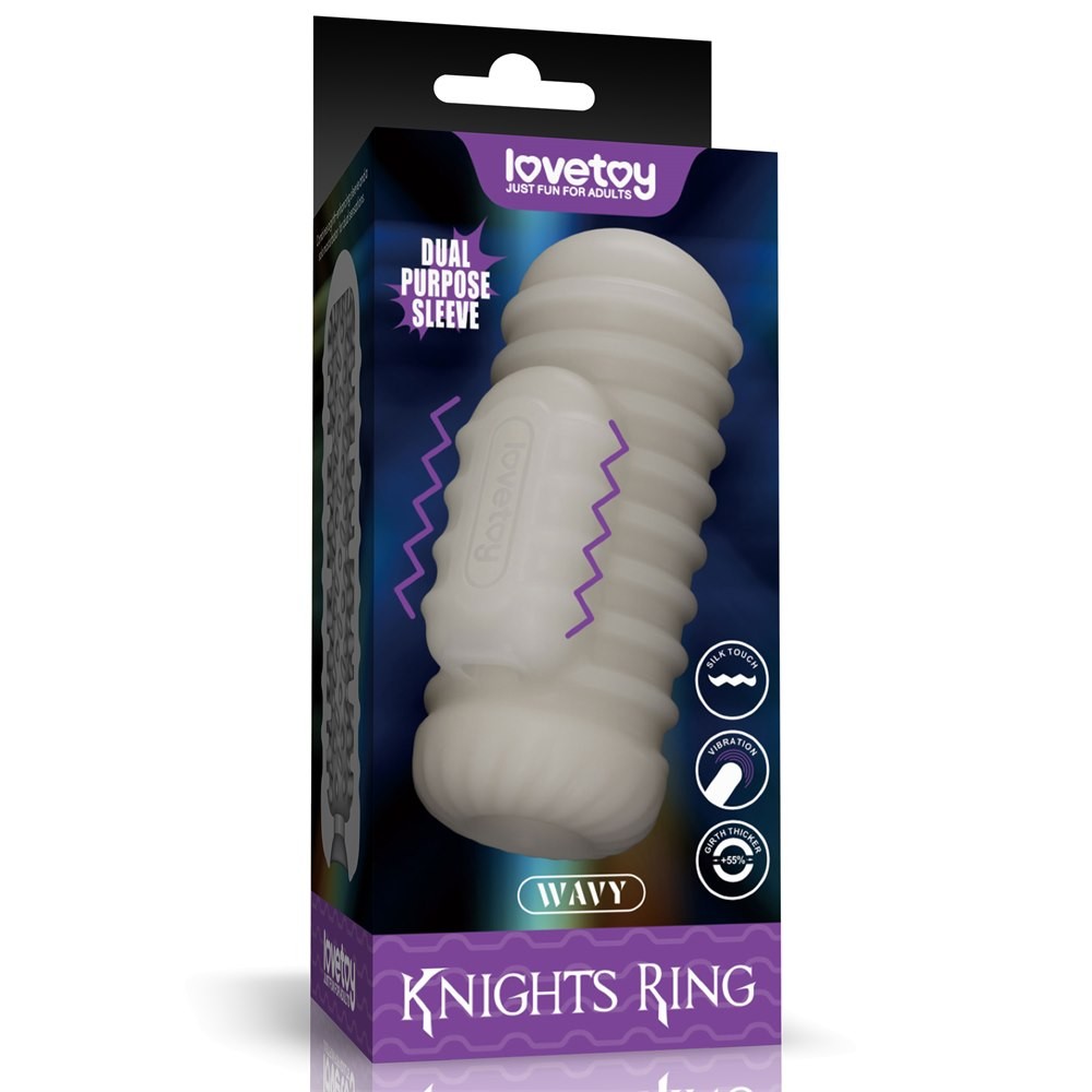 Насадка на член/мастурбатор - Knights Ring Vibrating Dual Purpose Sleeve-Wavy - зображення 1