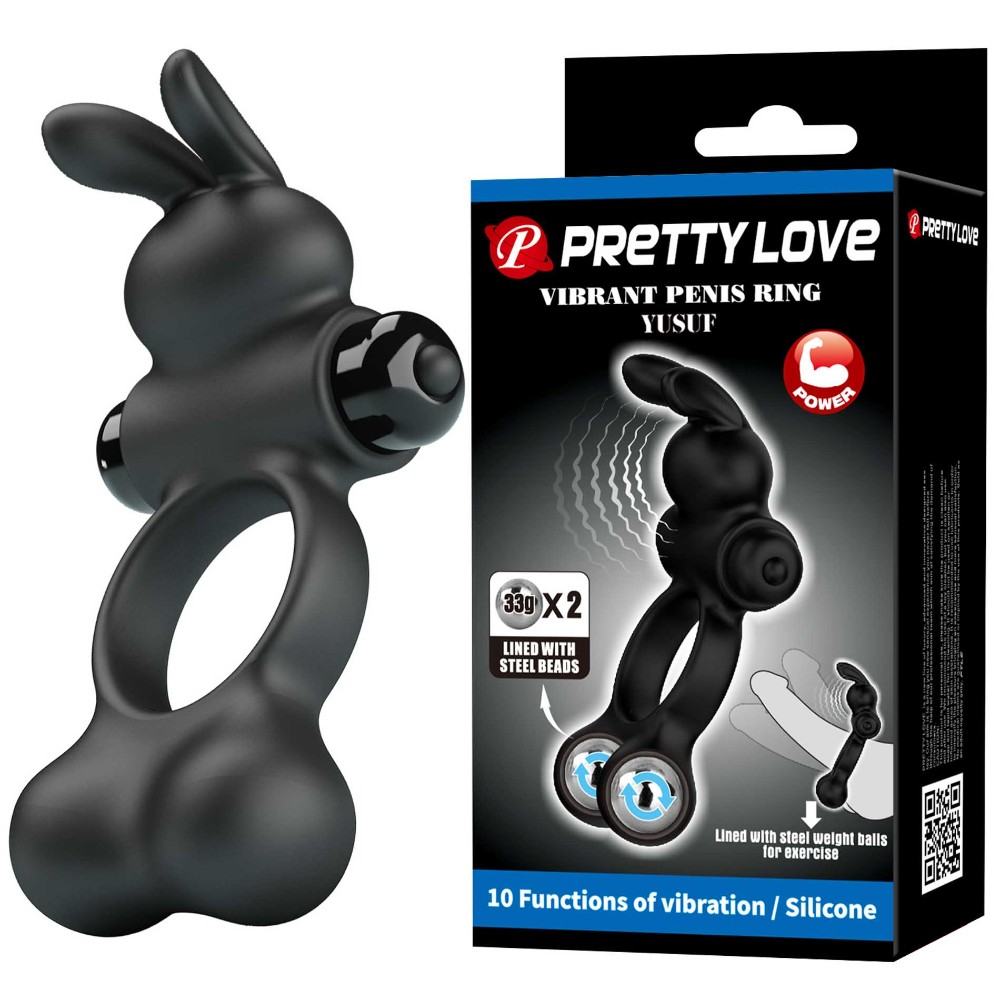 Ерекційне кільце - Pretty Love Vibrant Penis Ring Yusuf Black - зображення 1