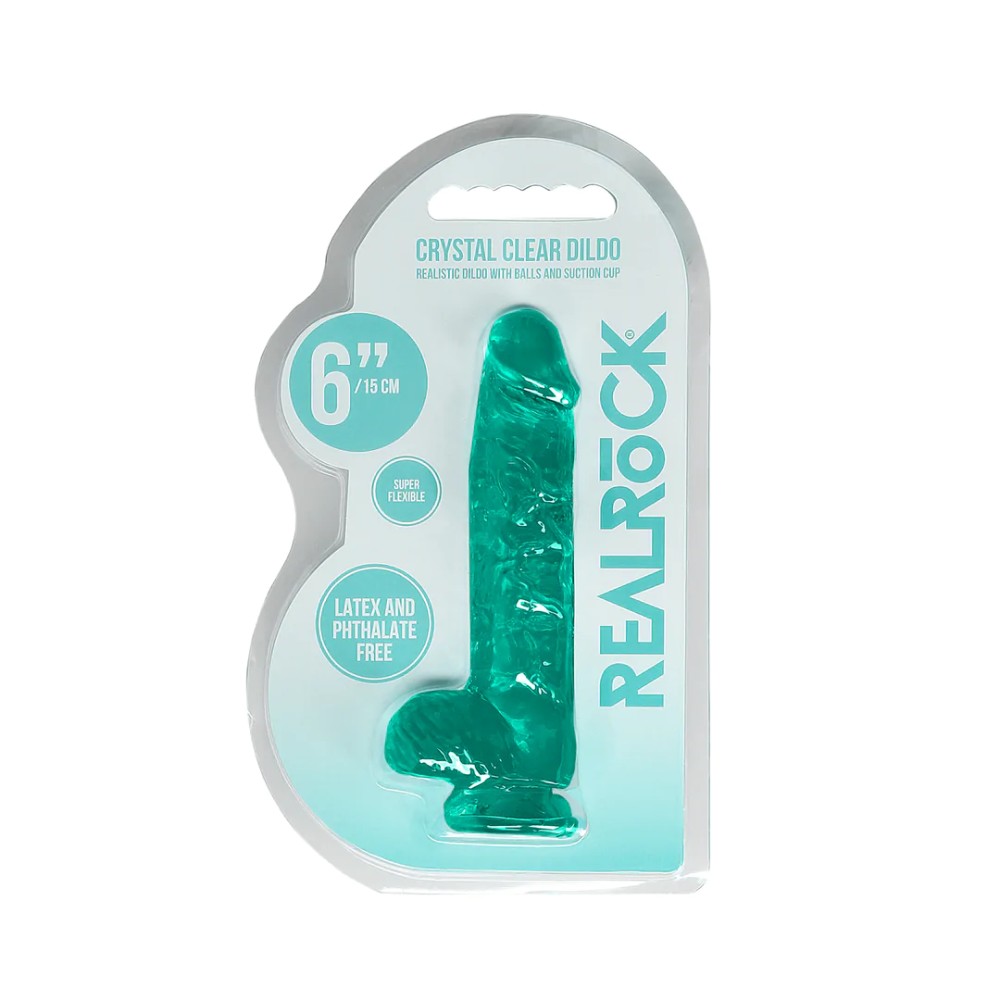 Фалоімітатор - Realrock Dildo 6" Turquoise - зображення 1