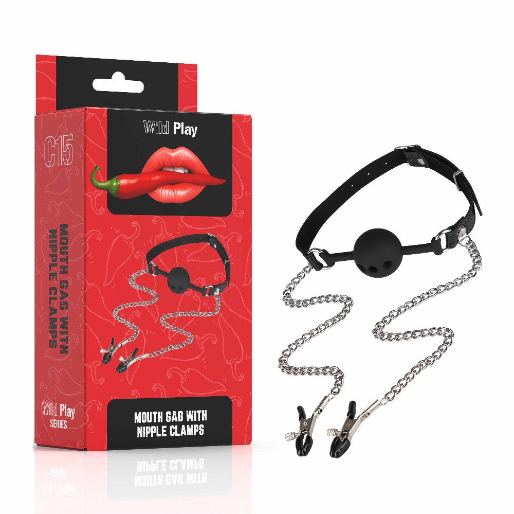 Набір БДСМ - Erospace Wild Play Mouth Gag With Nipple Clamps C15 - зображення 1