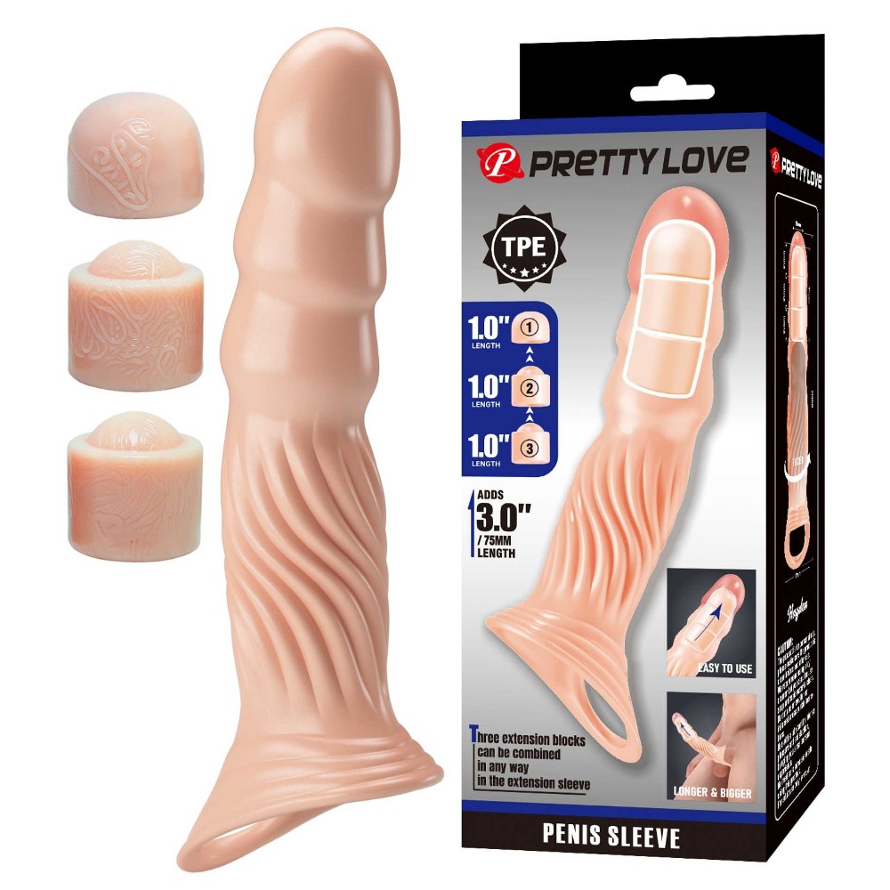 Насадка на член - Pretty Love Adjustable Penis Sleeve Extender 3.0" - зображення 1