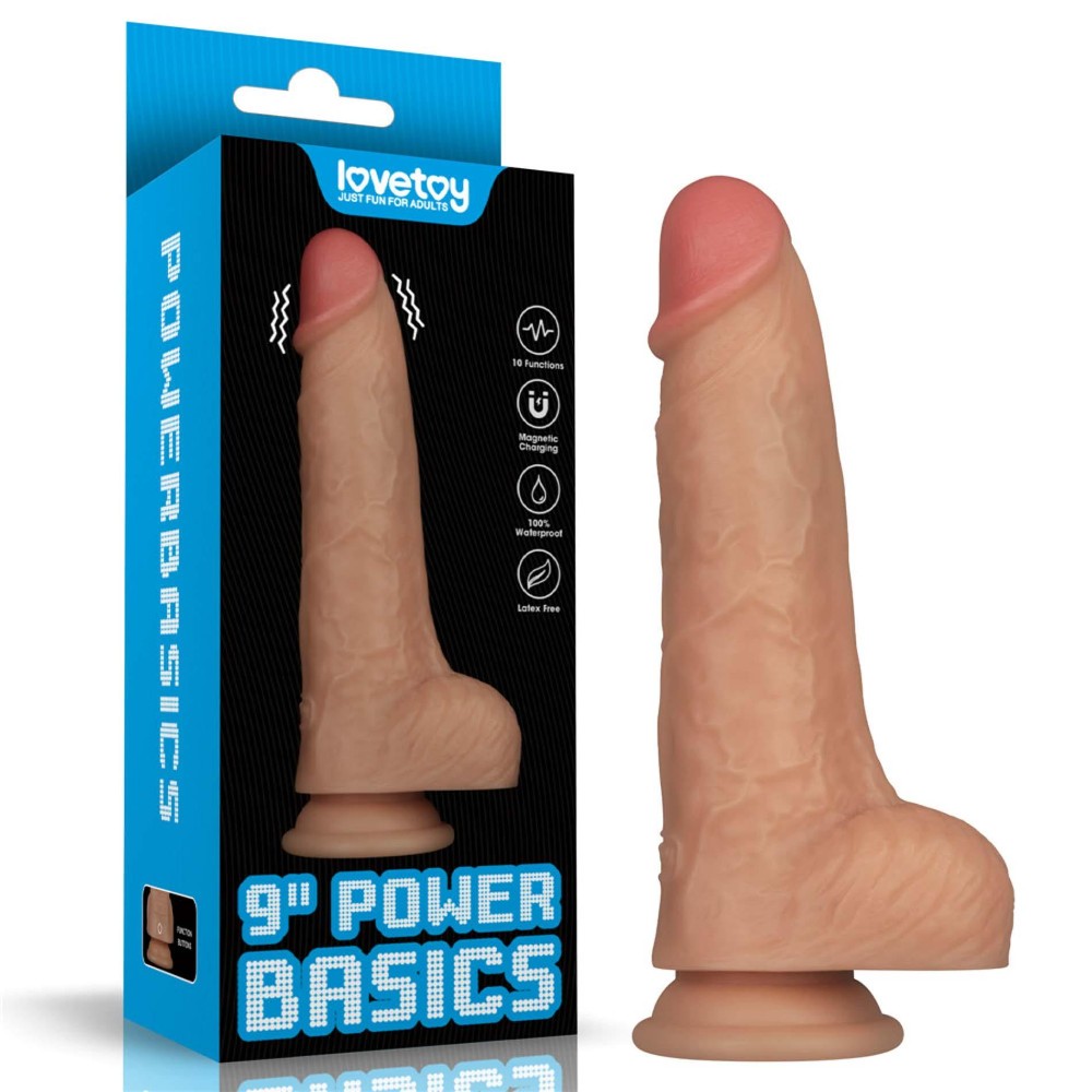 Реалістичний вібратор - Vibrating Power Basics Cock 9" - зображення 1