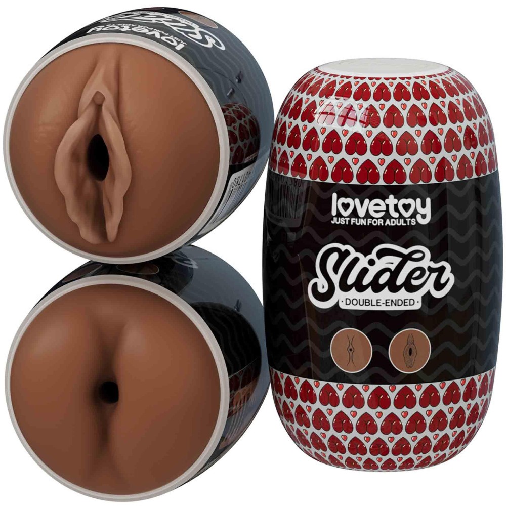 Мастурбатор - Slider Double-Ended Masturbator Ass and Vagina Brown - зображення 1