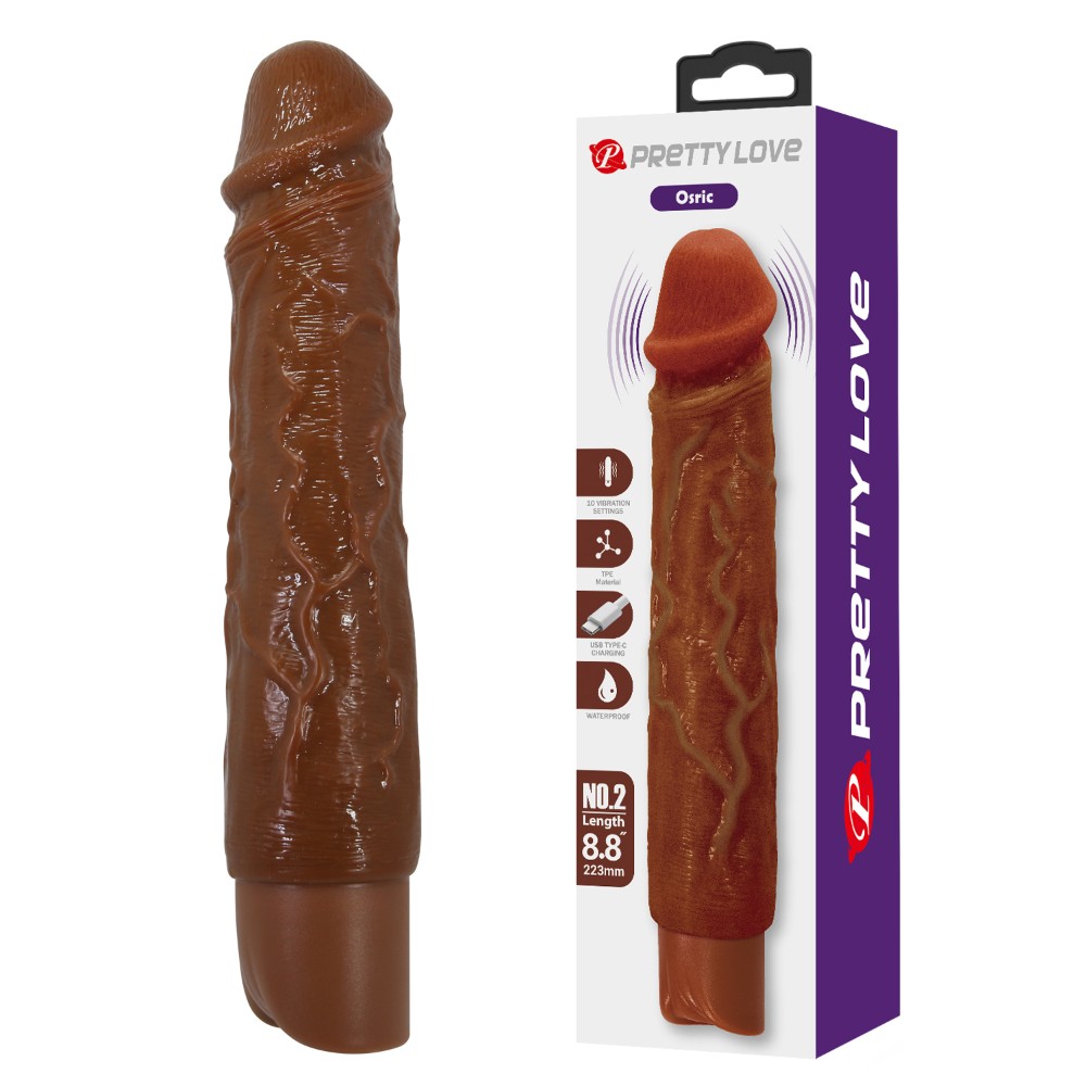 Реалістичний вібратор - Pretty Love Osric Realistic Vibrating Dildo Brown - зображення 1