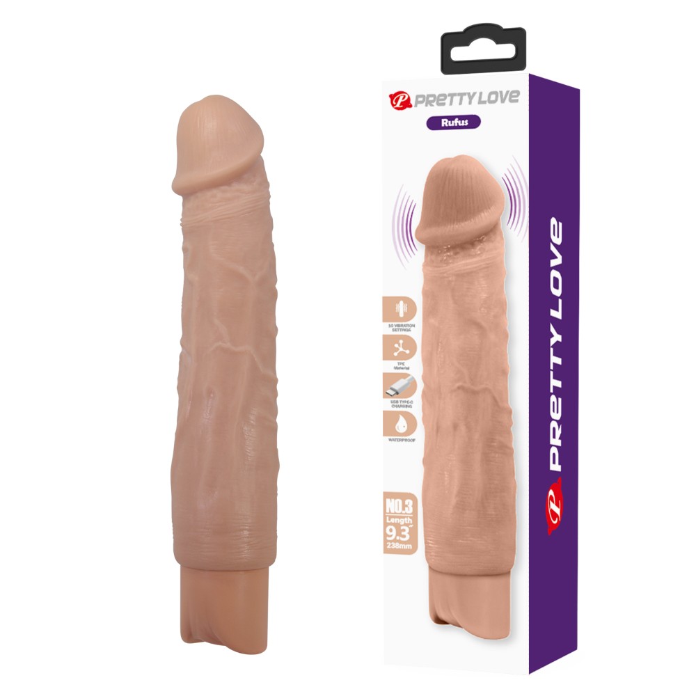 Реалістичний вібратор - Pretty Love Rufus Realistic Vibrating Dildo Flesh - зображення 1