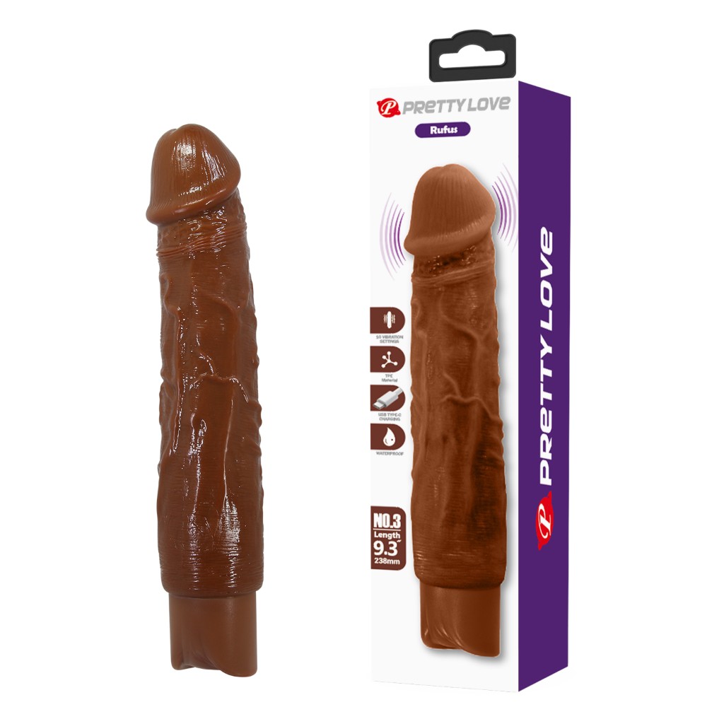 Реалістичний вібратор - Pretty Love Rufus Realistic Vibrating Dildo Brown - зображення 1