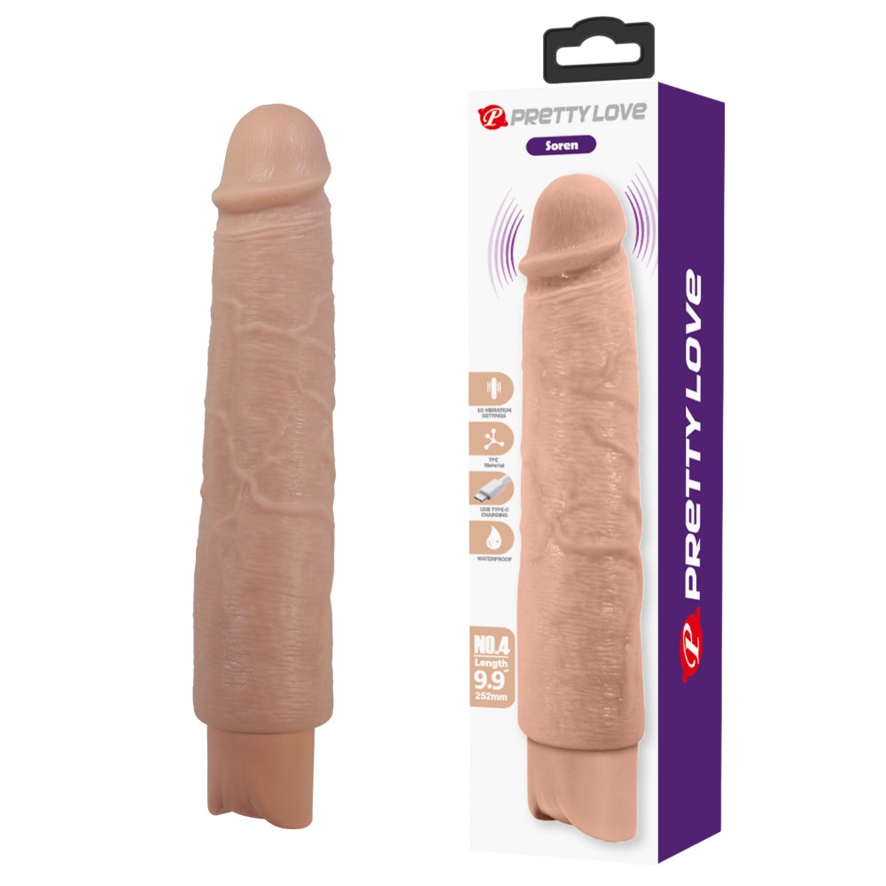 Реалістичний вібратор - Pretty Love Soren Realistic Vibrating Dildo Flesh - зображення 1
