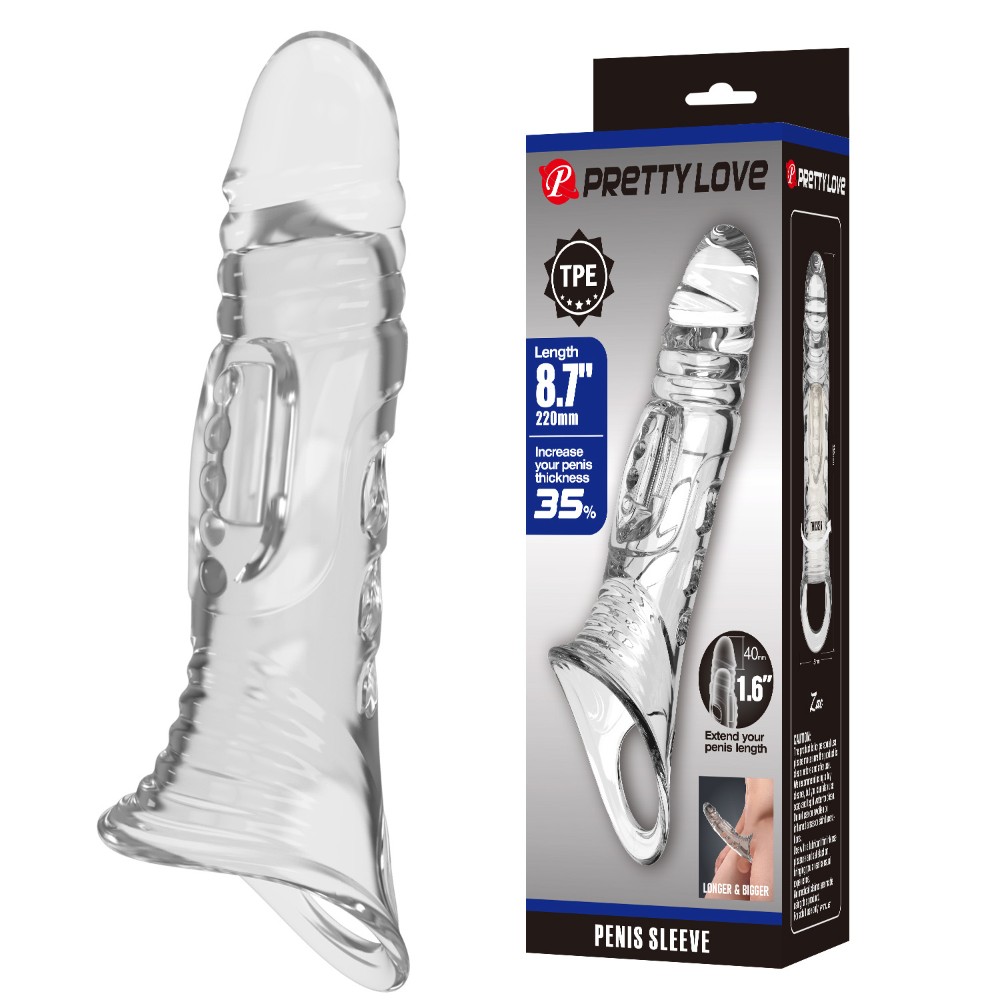 Насадка на член - Pretty Love Penis Sleeve 8.7" Clear - зображення 1