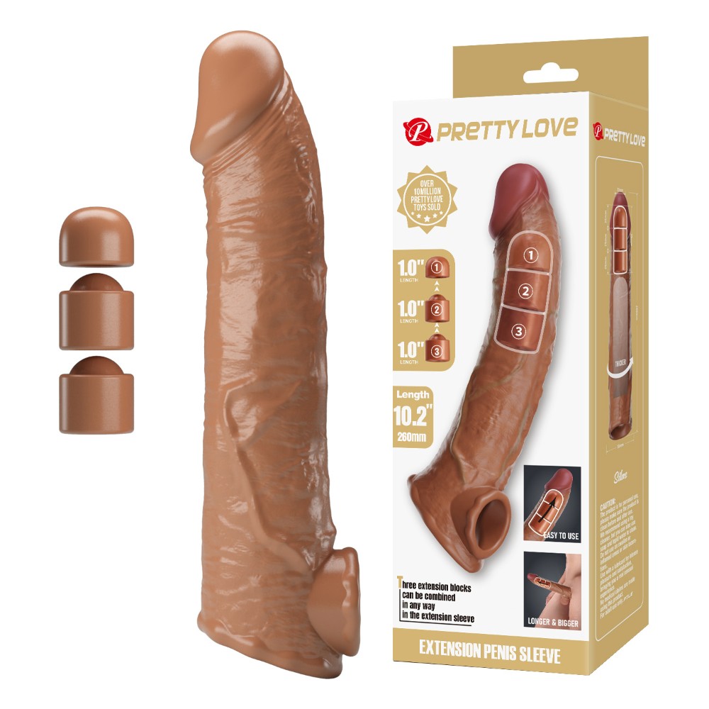 Подовжуюча насадка на член - Pretty Love Extension Penis Sleeve Latin, 26 см - зображення 1
