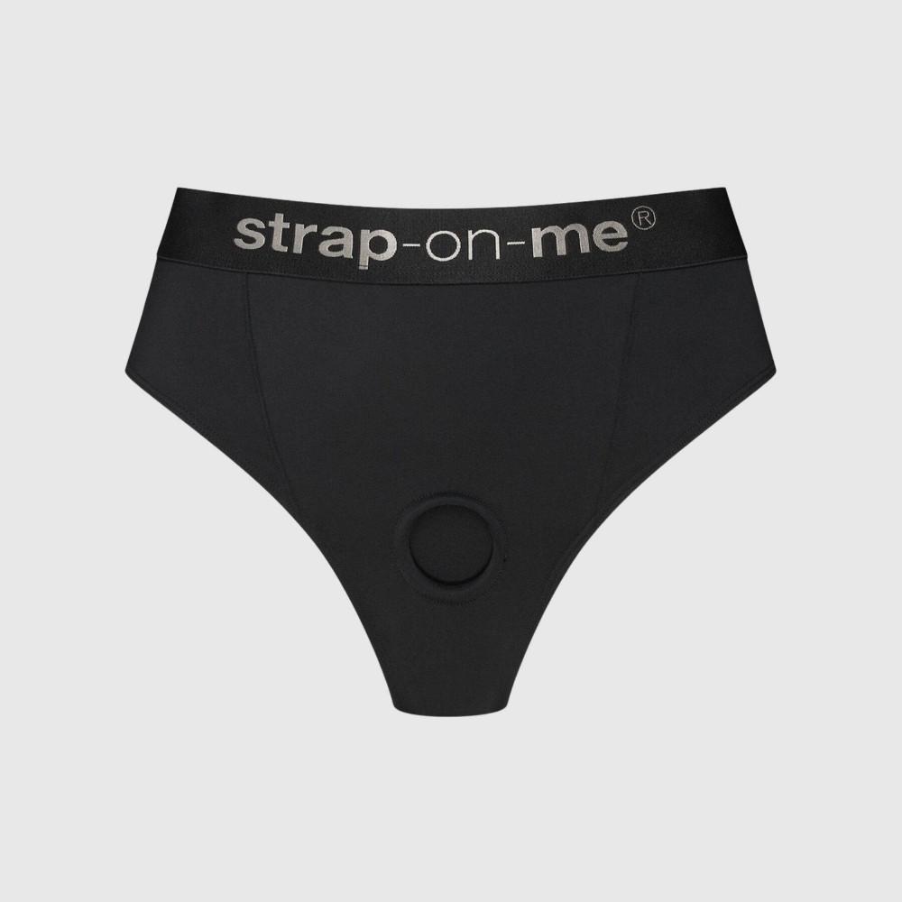 Трусики-бразиліана з фіксацією дилдо Strap-On-Me Harness Lingerie Idole – L – Black, високі - зображення 1