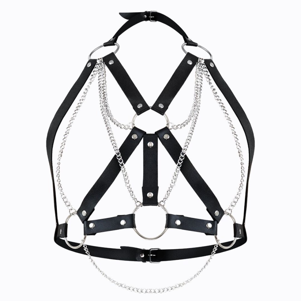 Портупея жіноча Art of Sex - Aiden Leather harness, Чорна L-2XL - зображення 1