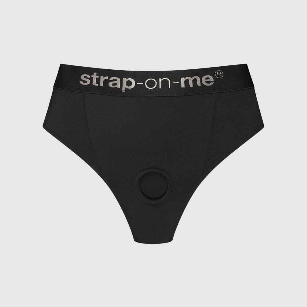 Трусики-бразиліана з фіксацією дилдо Strap-On-Me Harness Lingerie Idole – S – Black, високі - зображення 1