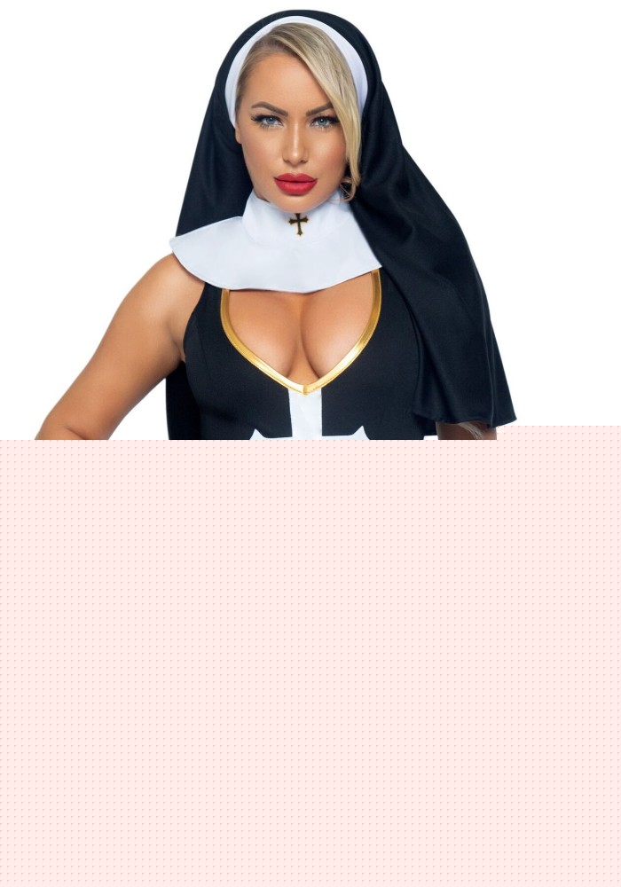 Костюм монашки-грішниці Leg Avenue Sultry Sinner M, сукня, головний убір, комір - зображення 1