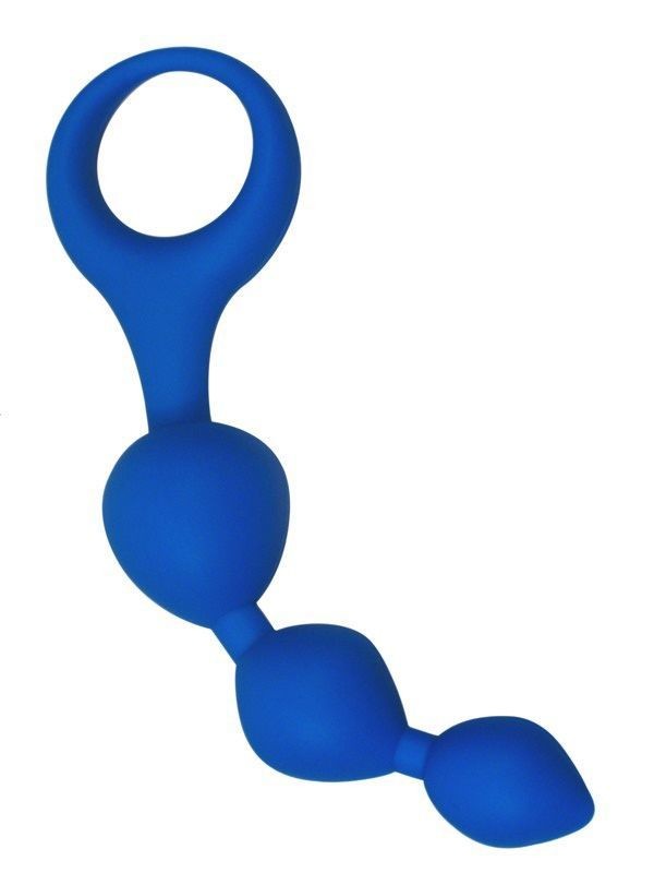 Анальні кульки Alive Triball Blue, силікон, макс. діаметр 2 см - зображення 1