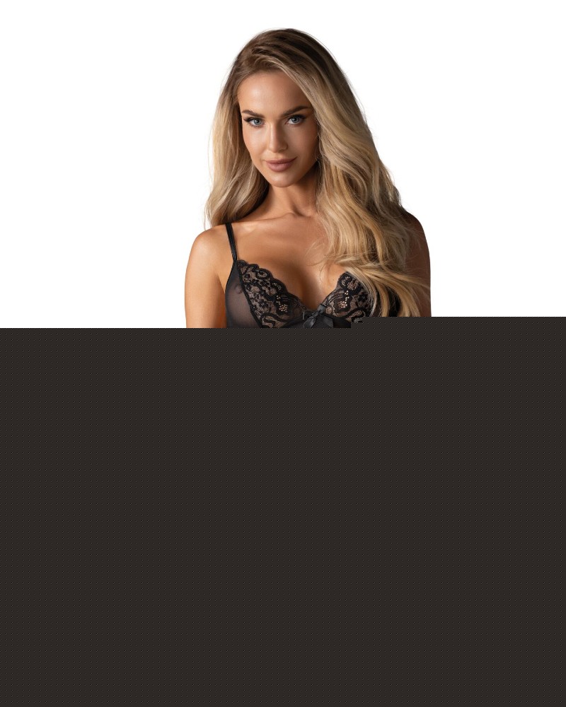 Комплект Obsessive Blomentis 3-pcs set, XL/2XL, м’який ліф, стрінги зі стрепами, пояс із гартерами - зображення 1
