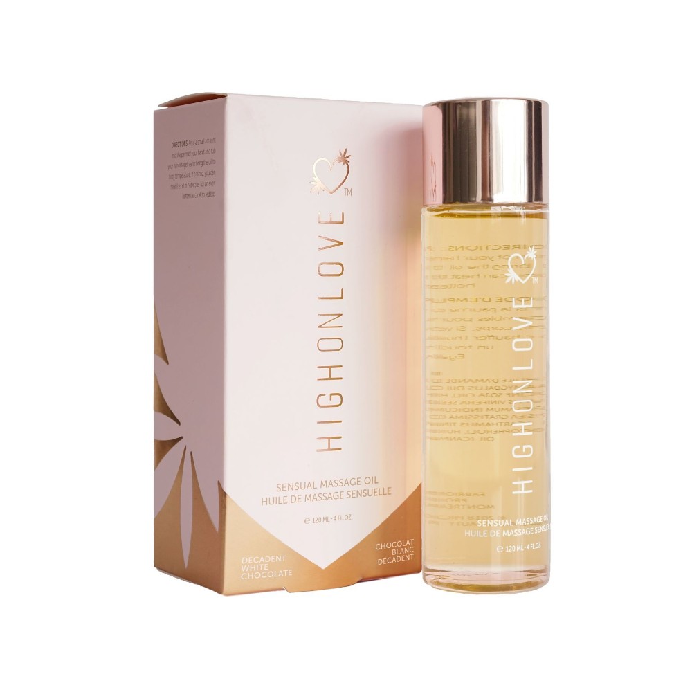 Масажна олія HighOnLove Massage Oil - Decadent White Chocolate (120 мл) з маслом насіння конопель - зображення 1