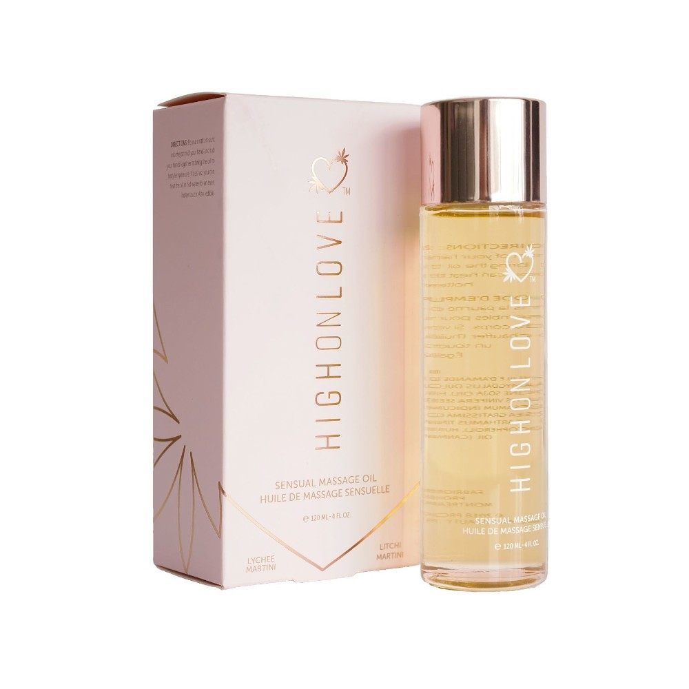 Масажна олія HighOnLove Massage Oil - Lychee Martini (120 мл) з маслом насіння конопель - зображення 1