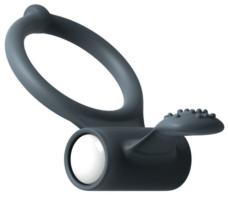 Ерекційне кільце Dorcel Power Clit Black V2 з вібрацією та язичком з щіточкою - зображення 1