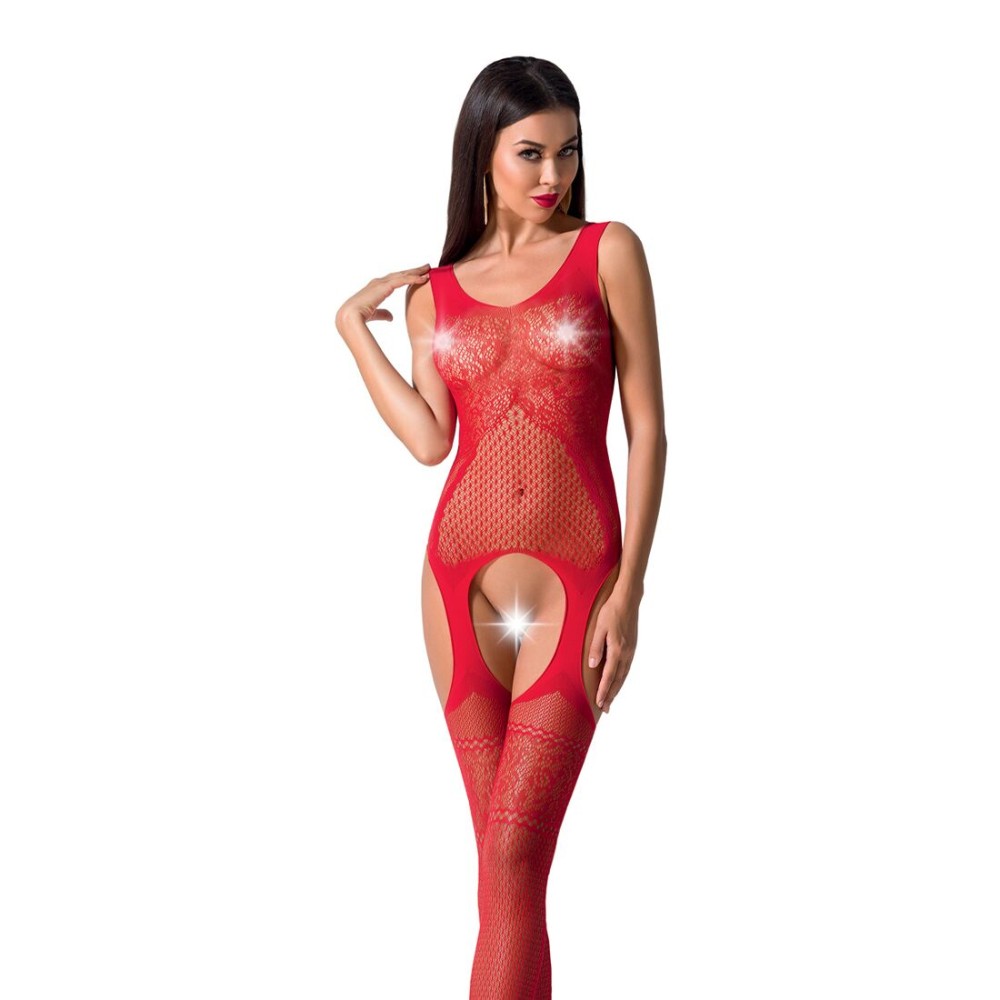 Бодістокінг Passion BS061 red, комбінезон, імітація панчіх - зображення 1