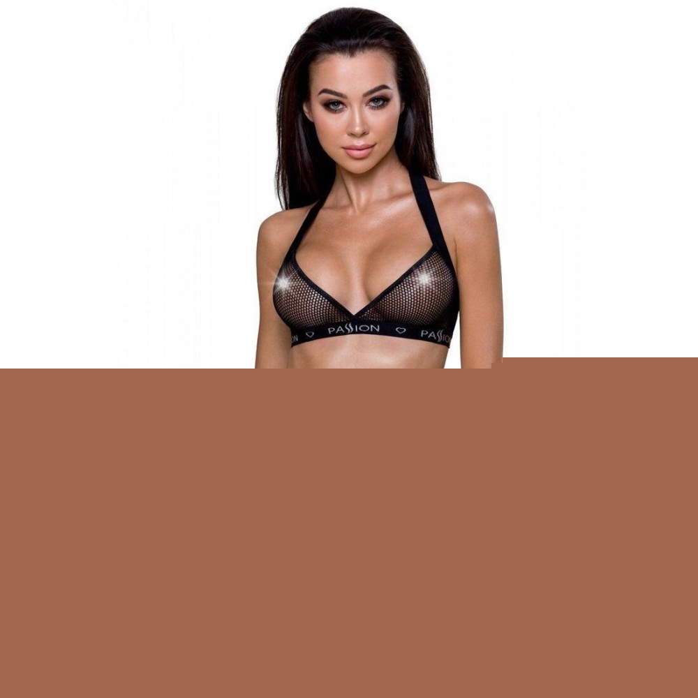 Комплект білизни Passion Exclusive ARIN SET S/M, black, сітчастий ліф і стрінги - зображення 1
